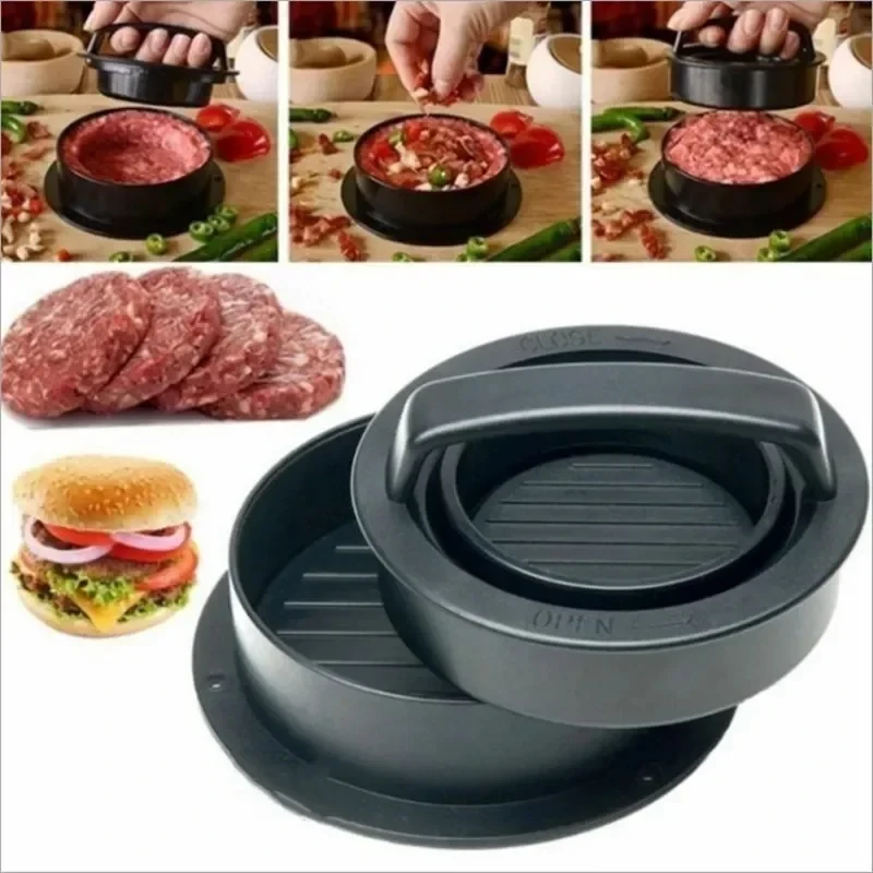 ABS Hamburger Press Meat Pie Press Stuffed Burger Mold Maker with Baking Paper Liners Patty Pastry Tools BBQ Kitchen Accessories