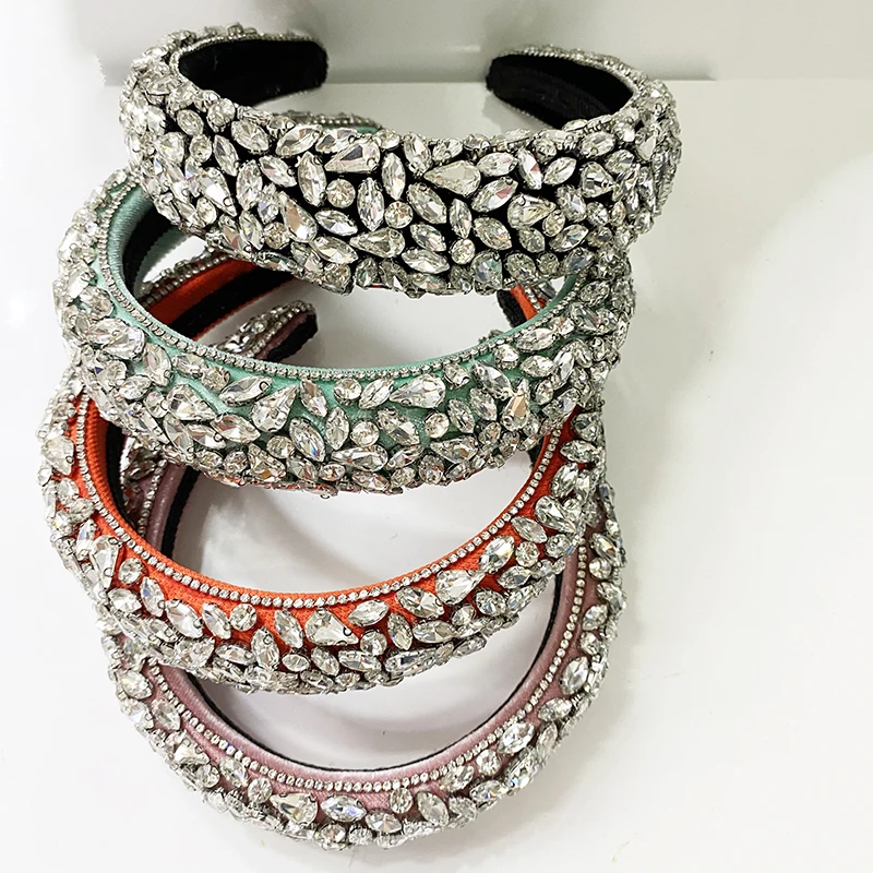 

Baroque Retro Floral Rhinestones Headband Lady's Pearl Crystal Headband for Girls Barlot Style Headpiece Wedding Hair Accessorie