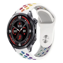 Two - Color Breathable Silicone Strap, 18mm/20mm/22mm for OPPO Watch S (White colorful)
