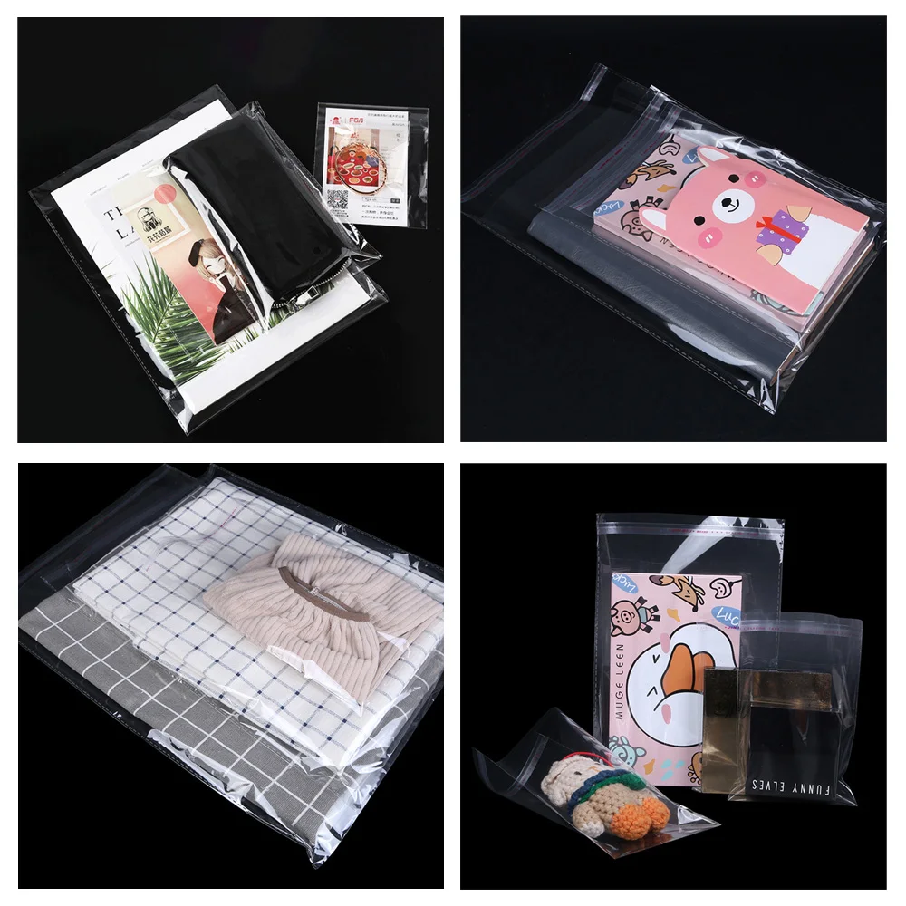 100Pcs 5Wires Clear Self Adhesive Bag Resealable Waterproof Gift Food Candy Pacakging OPP Plastic Bag Cellophane Storage 4