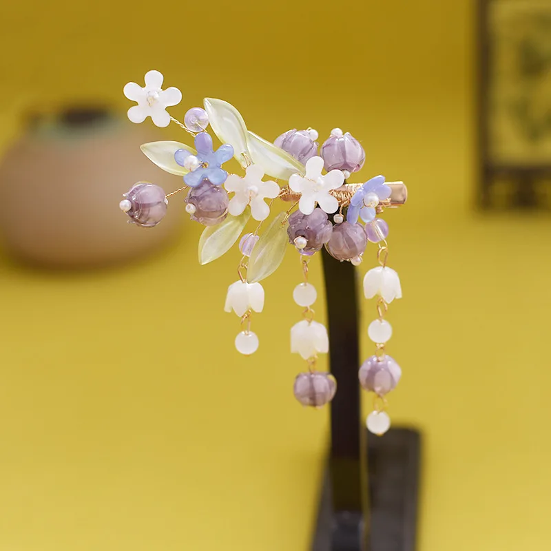 

Hanfu Edge Clips Hairpin Sweet Jewelry with Duckbill for Thick Curly Hair Styling Decorative