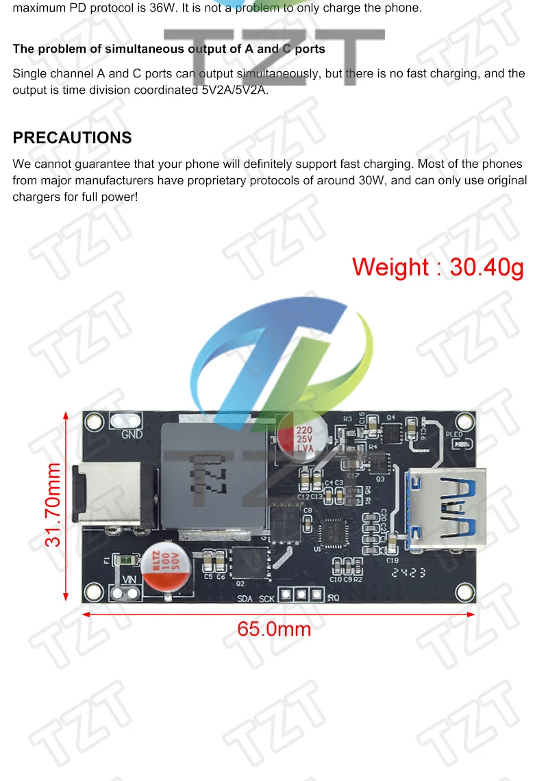 TZT DC 6-30V 140W Multi Protocol Desktop Intelligentes Schnelllademodul High-Power für QC4.0+/5.0 PD PPS FCP SCP SFCP AFC – Detail 2