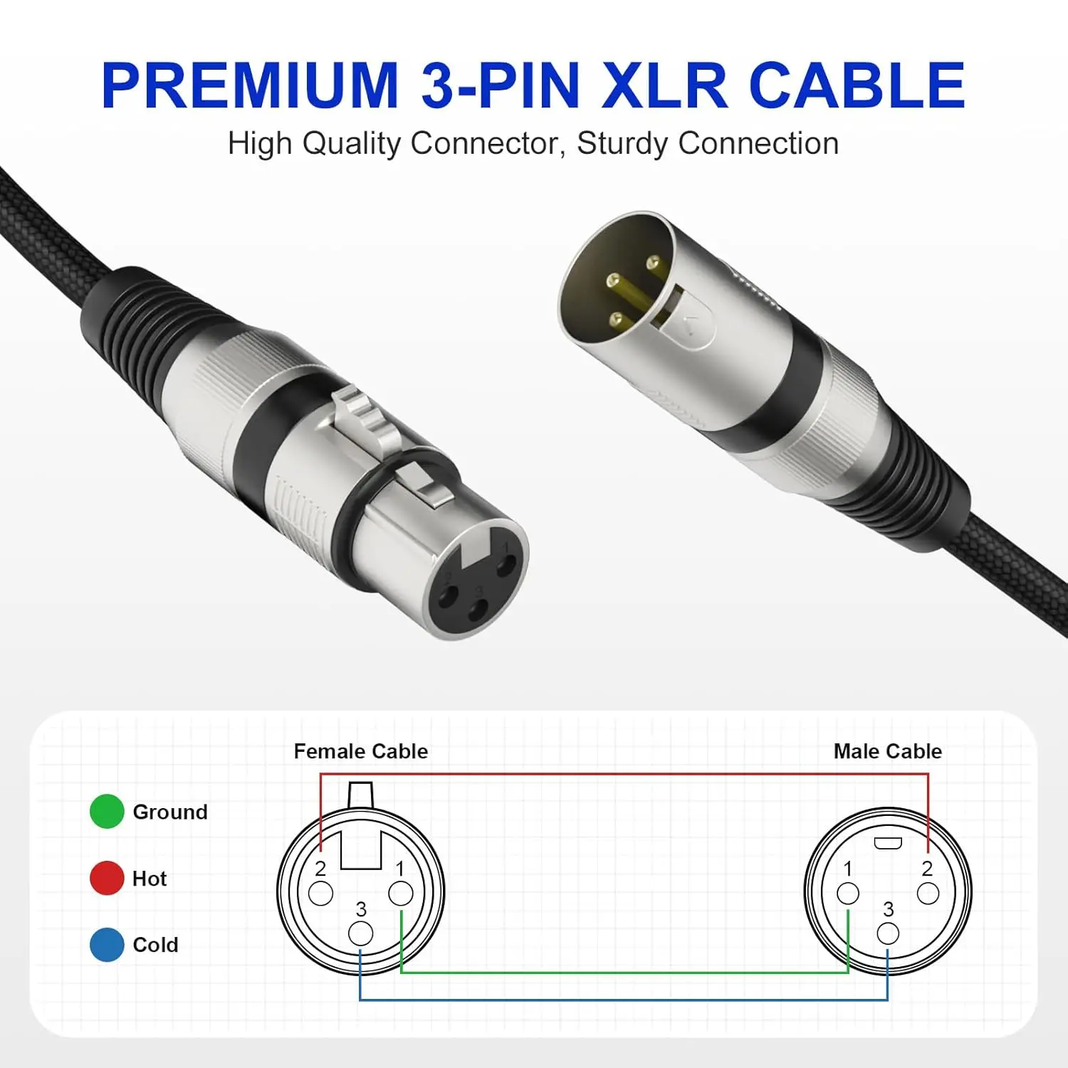Cavo Audio XLR 3 Piedi - Confezione Da 2, Giallo, Maschio A - Foto 10