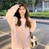 FA660 2024 Winter New Women's Thickened Pullover Sweater Loose Twist Top Sweet Lazy Knitted Sweater 1