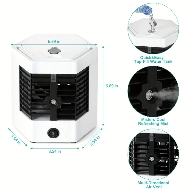1 Pc Compact Portable Air Conditioner - 3-in-1 Multi-Functional Cooler with Adjustable Modes, Humidifier, ideal for Camping, Bed 5