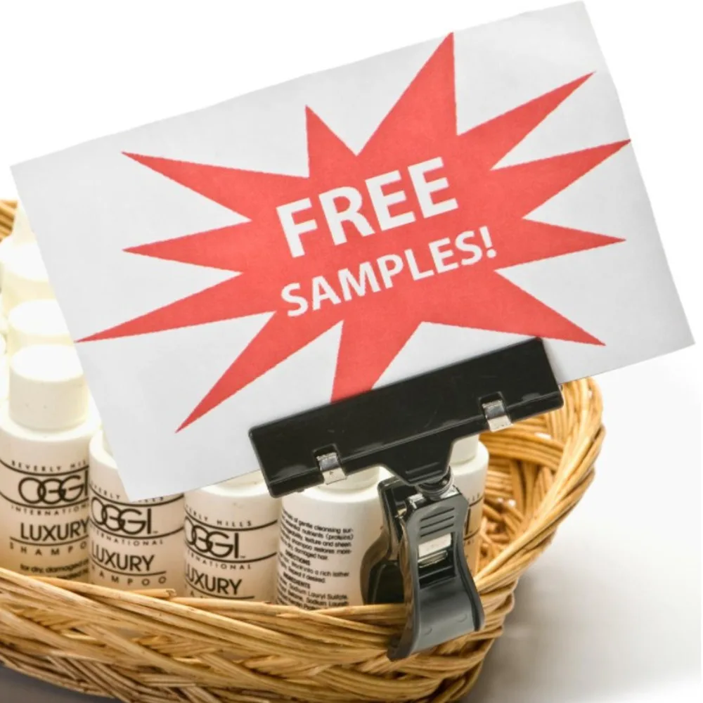 

4-inch Clip-on Pop Sign Clip Holder For 1-inch Edges, Holds 0.25" Cardstock