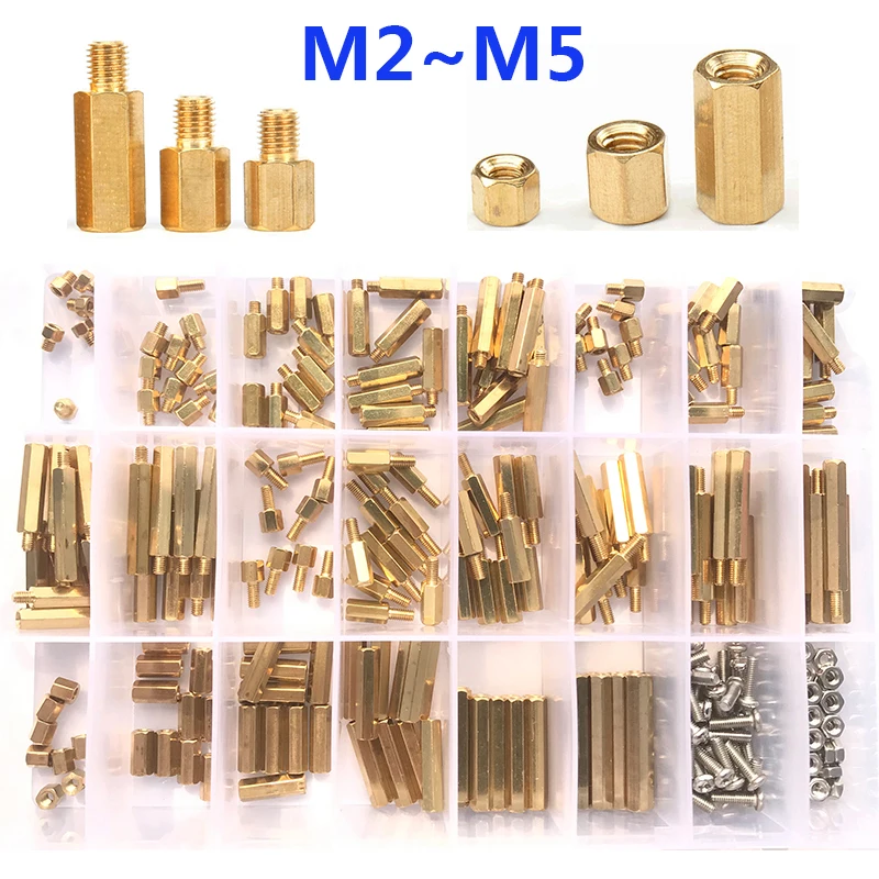 M2 M2.5 M3 M4 M5 Hex Brass Standoff Male Female Thread Pillar Spacer with Stainless Steel Pan Head Screw Hex Nut PCB Motherboard