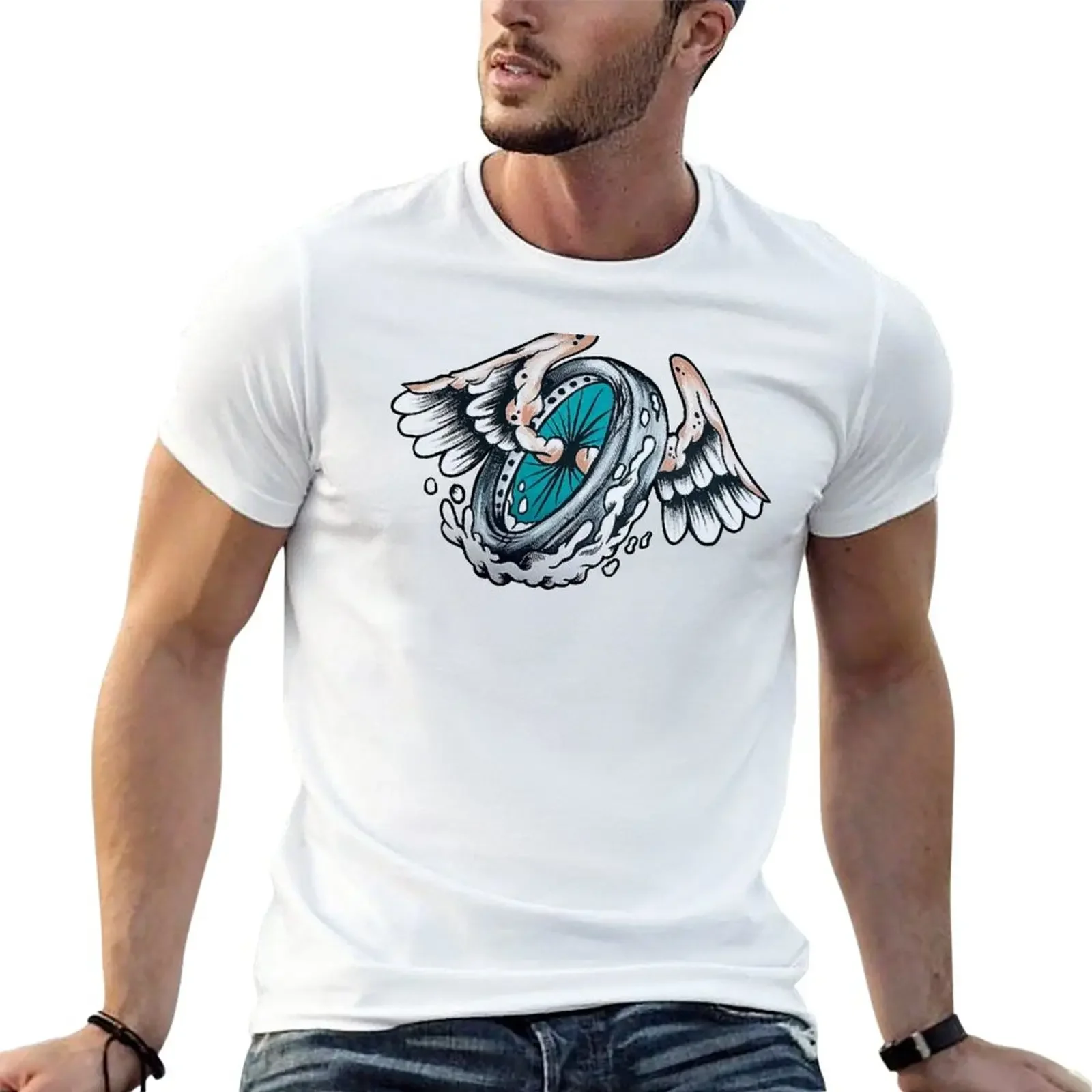 

Fast motorcycle winged wheel T-Shirt graphics heavyweights shirts graphic tees men t shirt