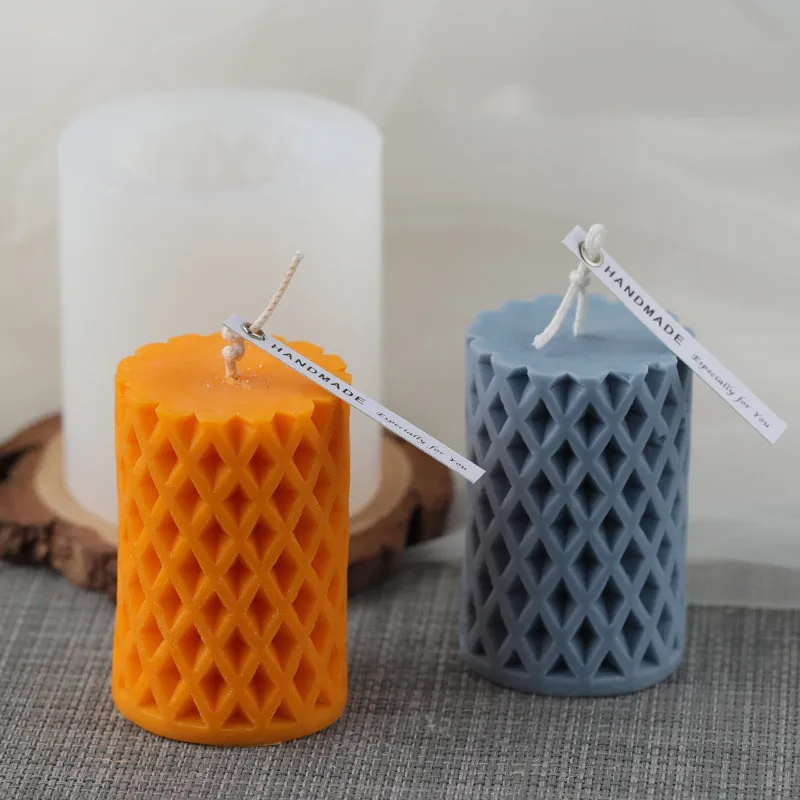 

DIY Aromatherapy Candle Holders Resin Mold Silicone Crafts Art Supplies Mould Korean Style Mesh Cylindrical Mold Form for Candle