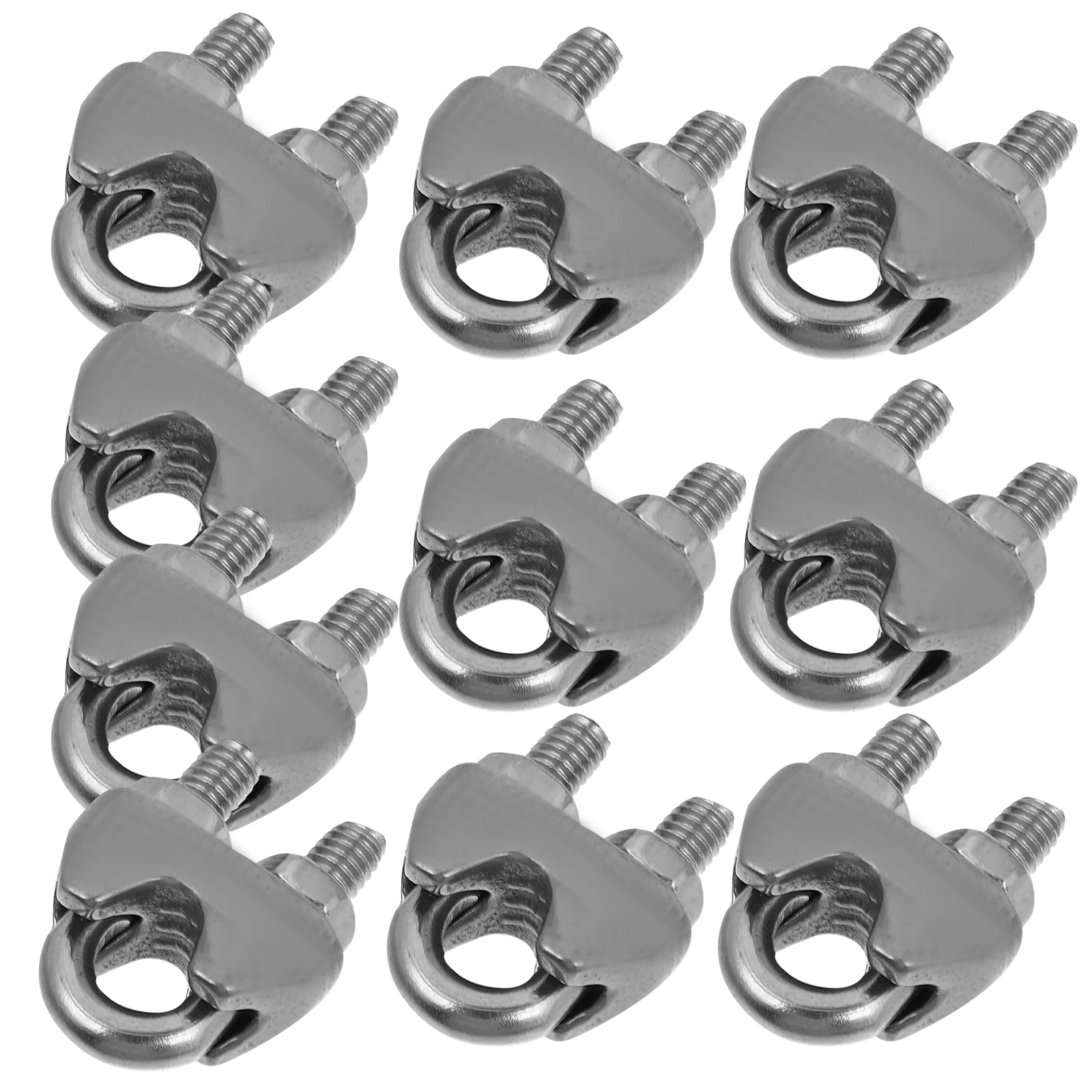 10 Pcs Wire Rope Chuck Ropes Accessories Cable Clips Hardwares Clamps Rigging U-type Stainless Steel Saddle