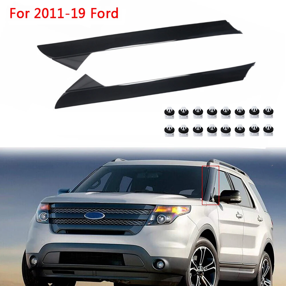Car Accessories For Ford Explorer 2011-Front Windshield Outer Trim Molding Pair