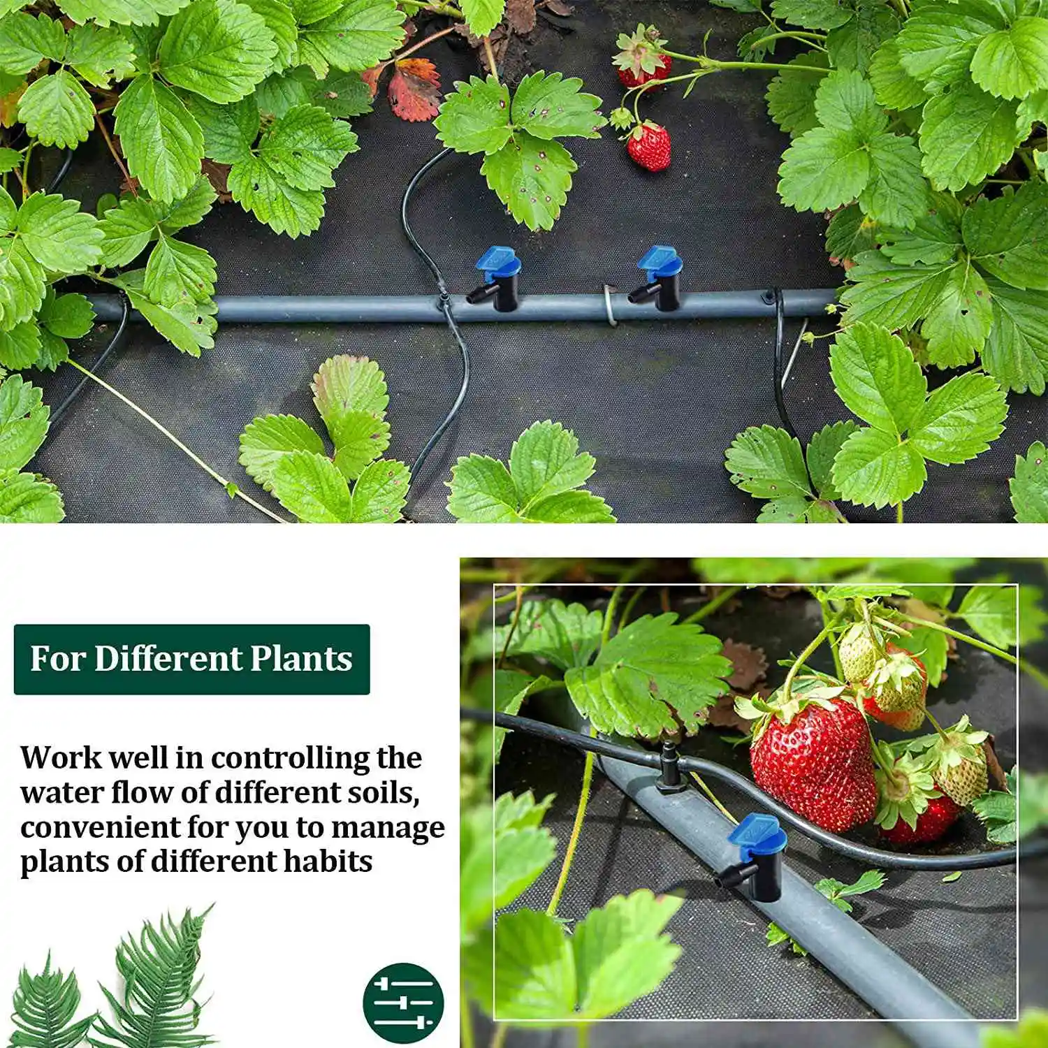60 Pieces Irrigation Drip Emitter Garden Flag Irrigation Dripper Trees and Shrubs (Blue Black 2GPH) 5
