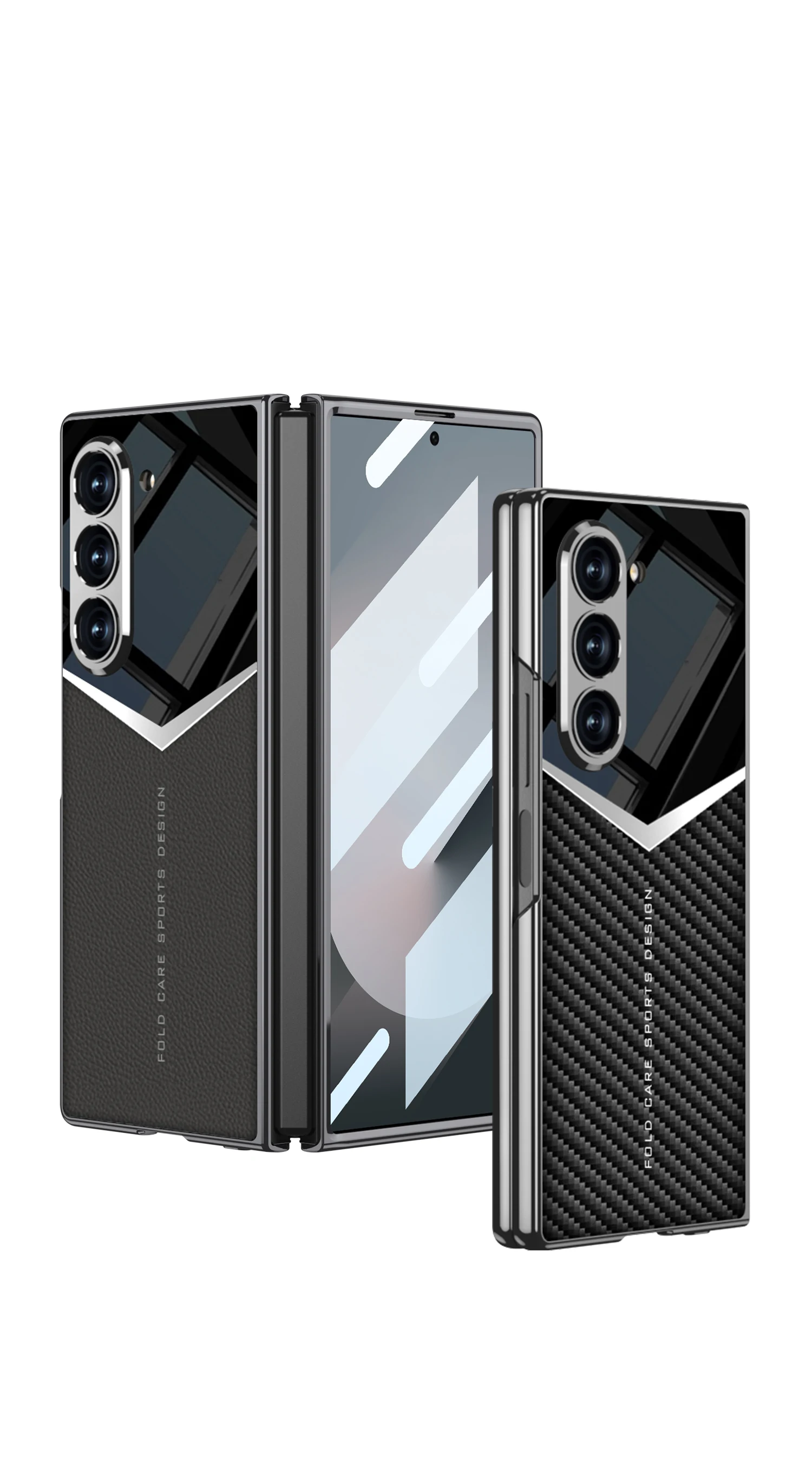 Luxury Plating Leather Case For Samsung Galaxy Z Fold 6 Outer Screen Glass Plast