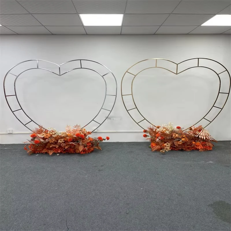 Gold Silver Metal Wedding Arch Heart Shaped Arch Stand Event Part Backdrop