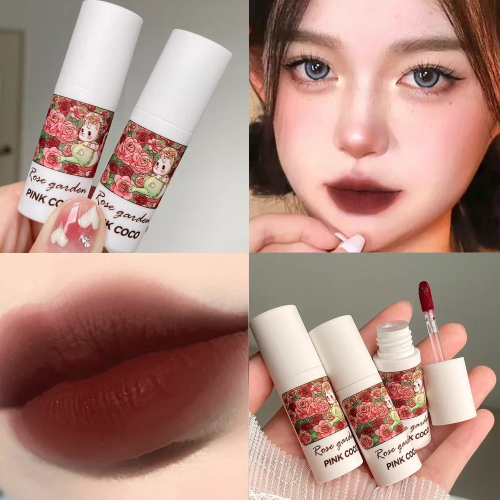 Waterproof Nude Red Lip Gloss Long Lasting Antiaderente Cup Rossetto Liquido Sexy Red Matte Mousse Lip Mud Trucco Coreano Cosmetico