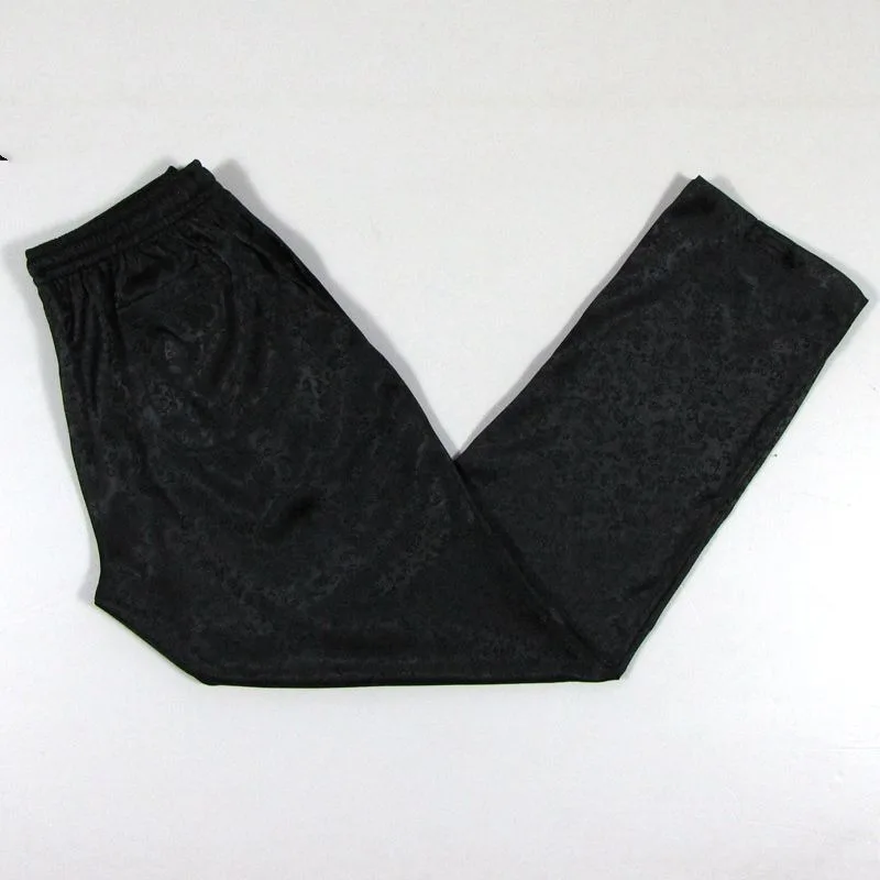 Retro Chinese Style Summer Solid Color Men's Elastic Waist Drawstring Pockets Comfortable Versatile Casual Loose Straight Pants