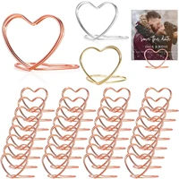 20pcs Double Heart Shape Metal Memo Holder Table Placecard Holder Photo Clip Card Stand Wedding Birthday Party Home Decoration 1