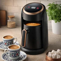 Cafetière Portable 300ml 600W avec Protection contre les débordements, arrêt automatique, cuiseur à café électrique turc noir-or 5