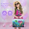 Joyfy Kid Tea Set Mermaid Tea Party Set Princess Pretend Play Tin Teapot Set Kitchen Toy for Girls Toddlers 2 3 4 5 6 Years Old