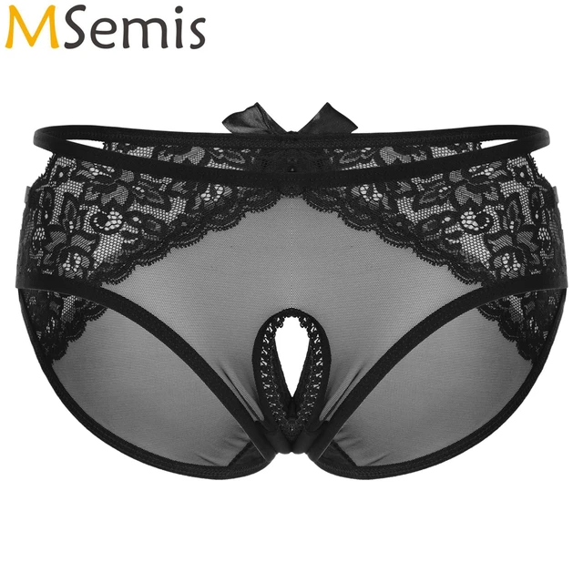 Women's Low Rise Hollow Out Bikini Lace Panties See-through Crotchless  Underwear Lingerie Briefs