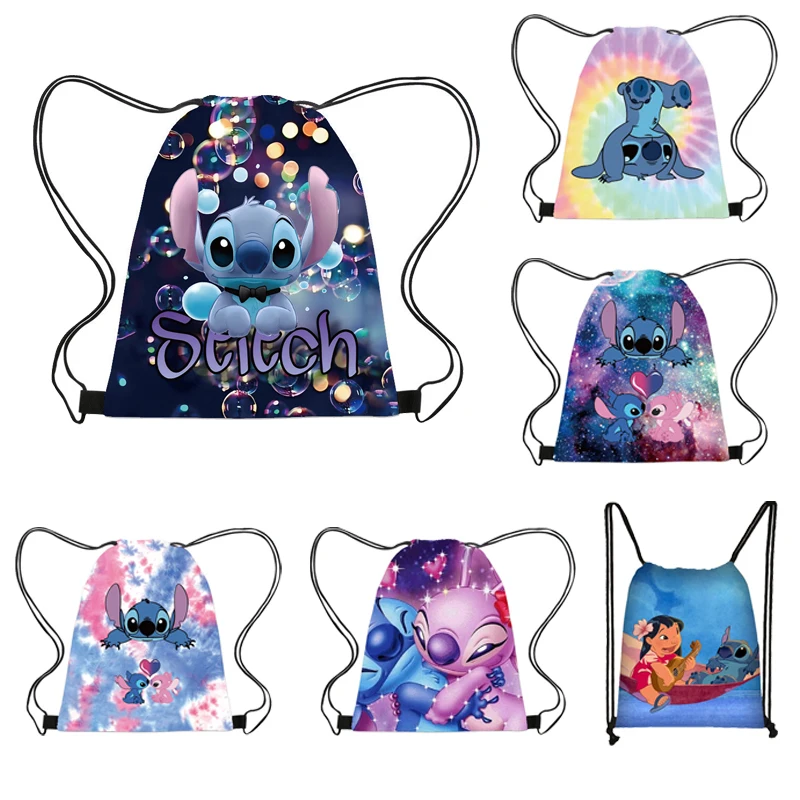 Disney Stitch Drawstring Bags Children Backpack Cartoon Mini Lilo&Stitch Travel Storage Bag Casual Swim Portable Backpack 1