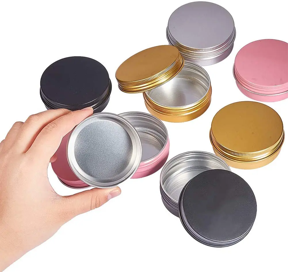 

20Pcs Cream Jar Round Tin Cosmetic Lip Balm Containers Nail Craft Pot Refillable Bottle Screw Thread Lids Empty Aluminum Cans