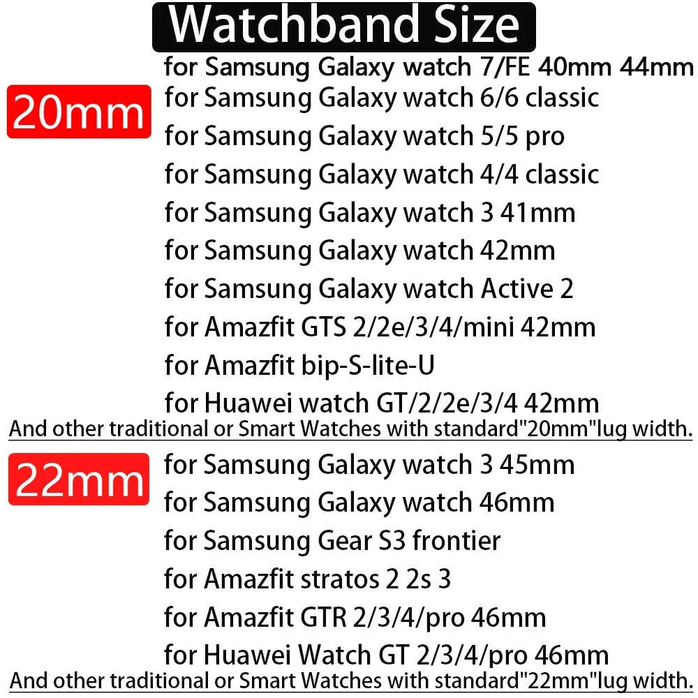 Versatile Smartwatch Replacement Strap - 20mm/22mm Adjustable Bracelet