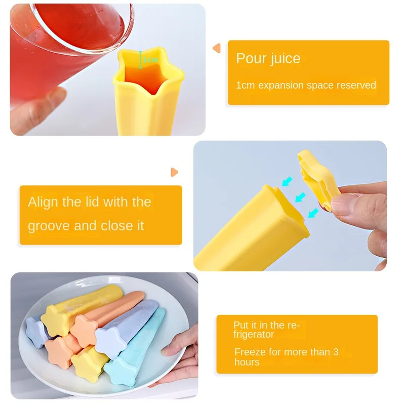 One-click deicing press creative children's popsicle ice mold food-grade household ice plaid cream popsicle mold