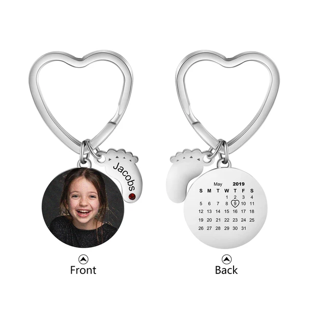 Customized Baby Feet Photo Calendar Keychain 4