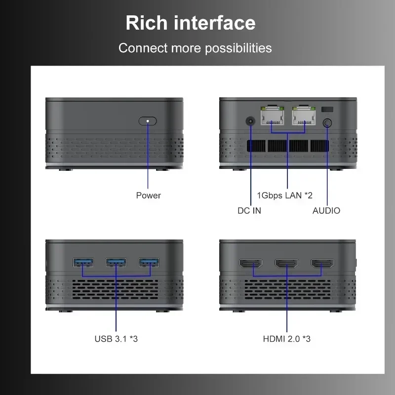 Mini PC T9 Plus Quad Core Windows 11 CPU Intel N95 16GB LPDDR 256/512GB/1TB SSD Dual 1000M LAN Three HD NUC