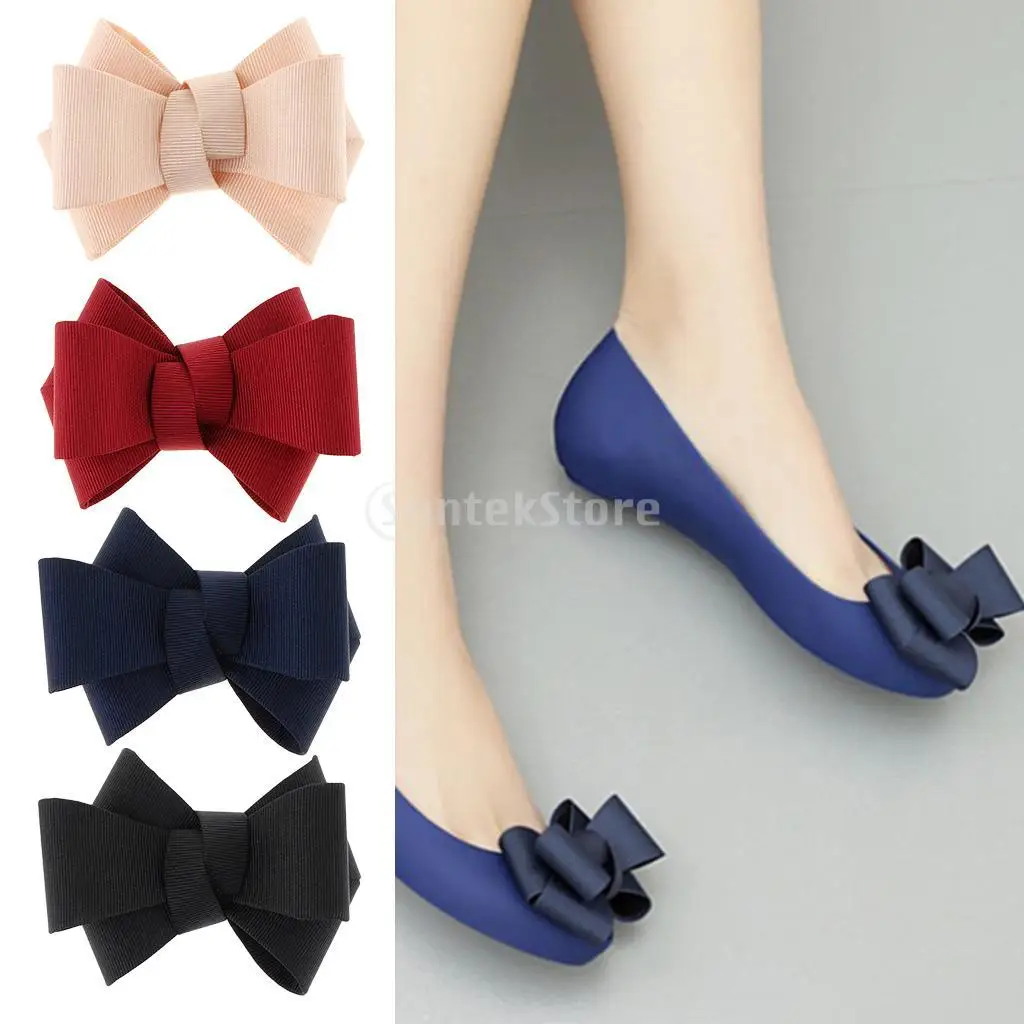 2pcs Simple Bow Shoe Clips Wedding Shoes Buckle Clip Prom Shoe Charm Accessories