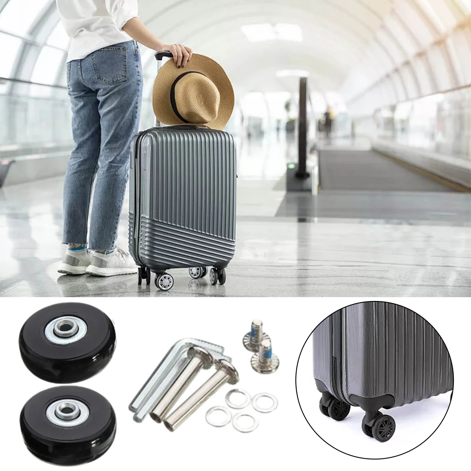 Luggage Wheel Replacement Kit 50 X 18mm Suitcase Wheels Repair Tool