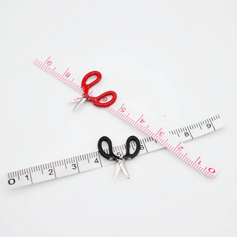 

1 Set Dollhouse Miniature Simulation Scissors Sewing Gauge Ruler Model Furniture Accessory For Doll House Decoration Kids Toys