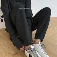 Ensemble de sport à manches longues pour hommes et femmes, sweat à capuche gaufré, pantalon long, col rond, haut de course, fitness, 2 pièces, nouveau 5