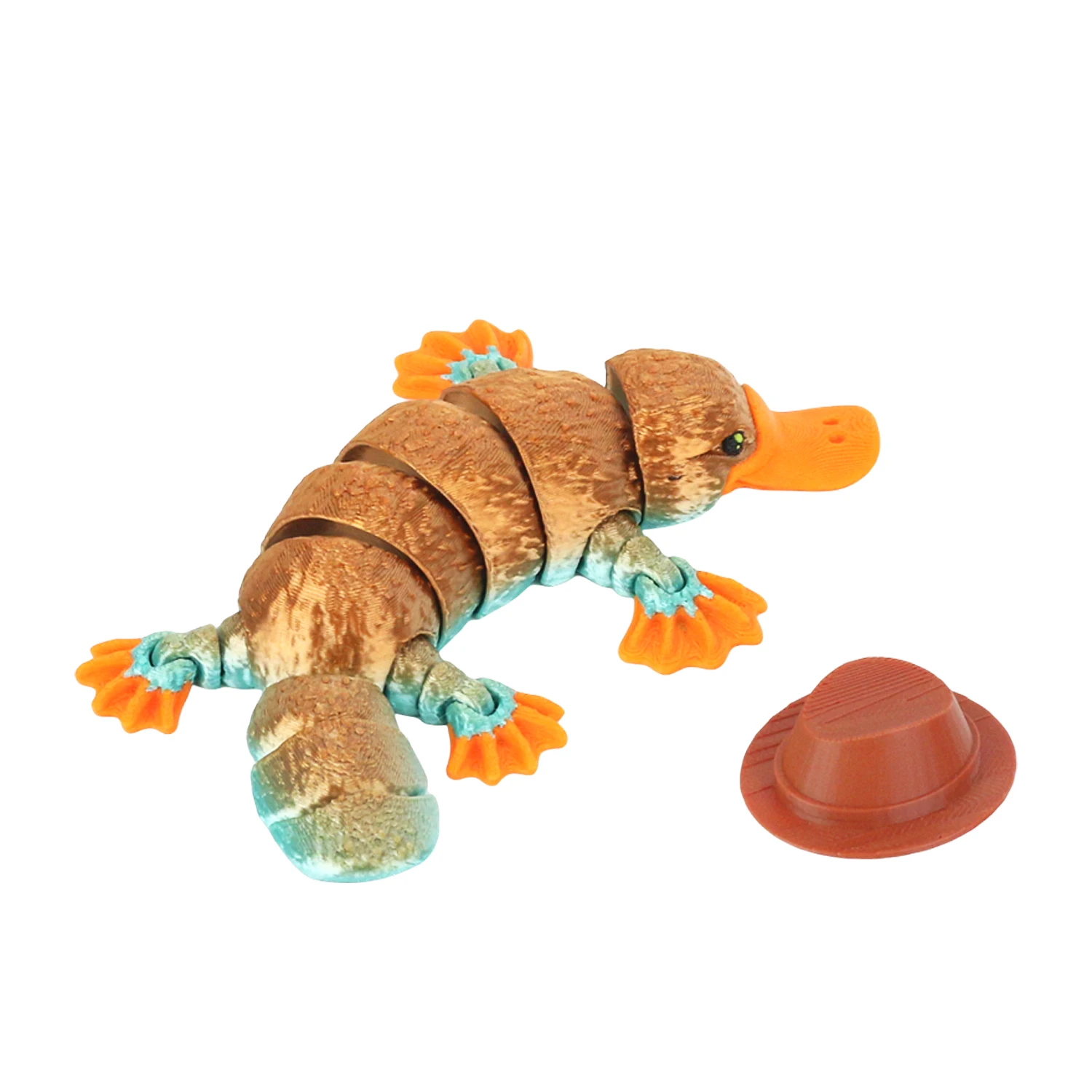 3D printed articulated platypus irritability toy with hat joint movable office pressure relief desktop decoration 4