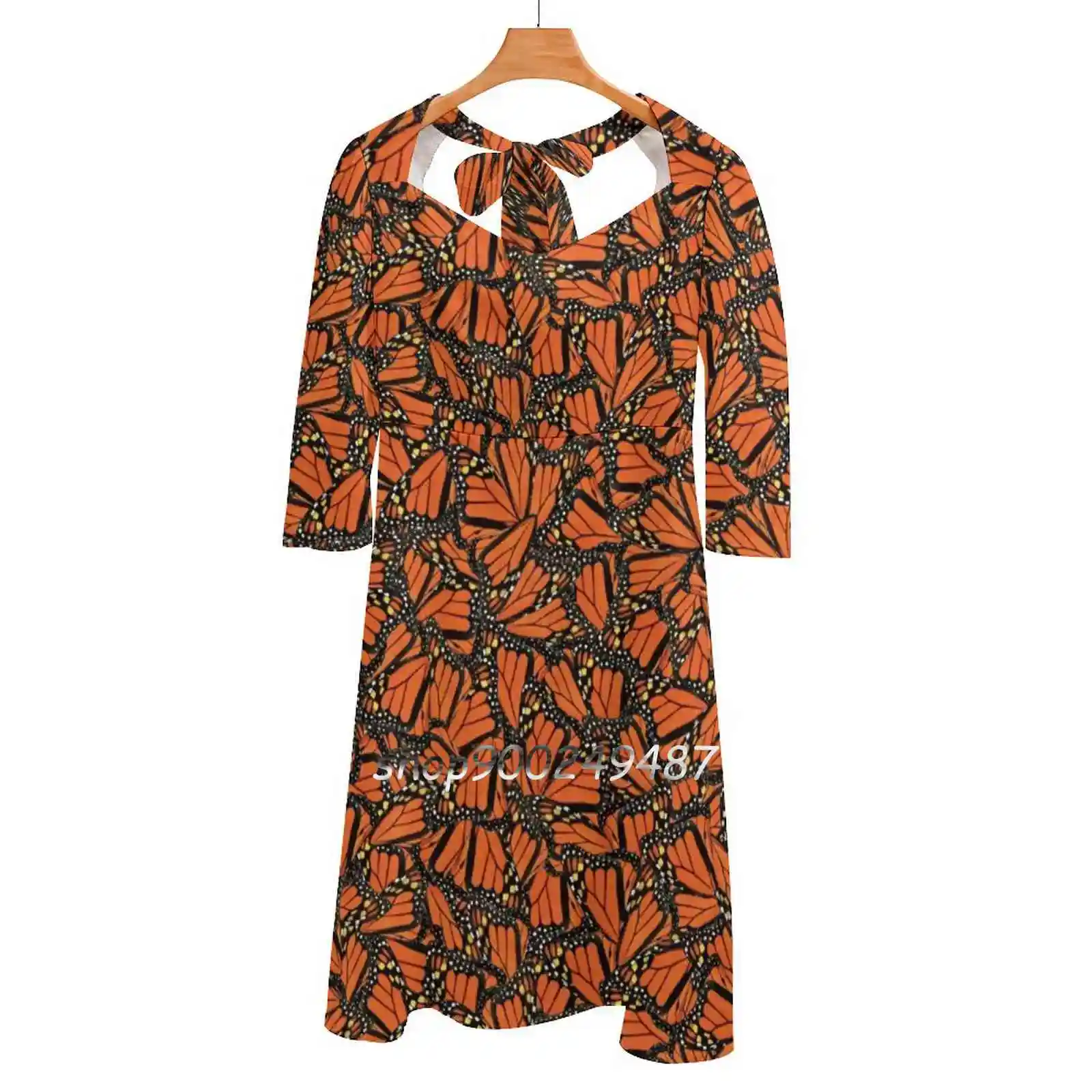 

Mariposa Flare Dress Square Neck Dress Elegant Female Fashion Printed Dress Monarch Mariposa Nature Colorful Pattern Graphic