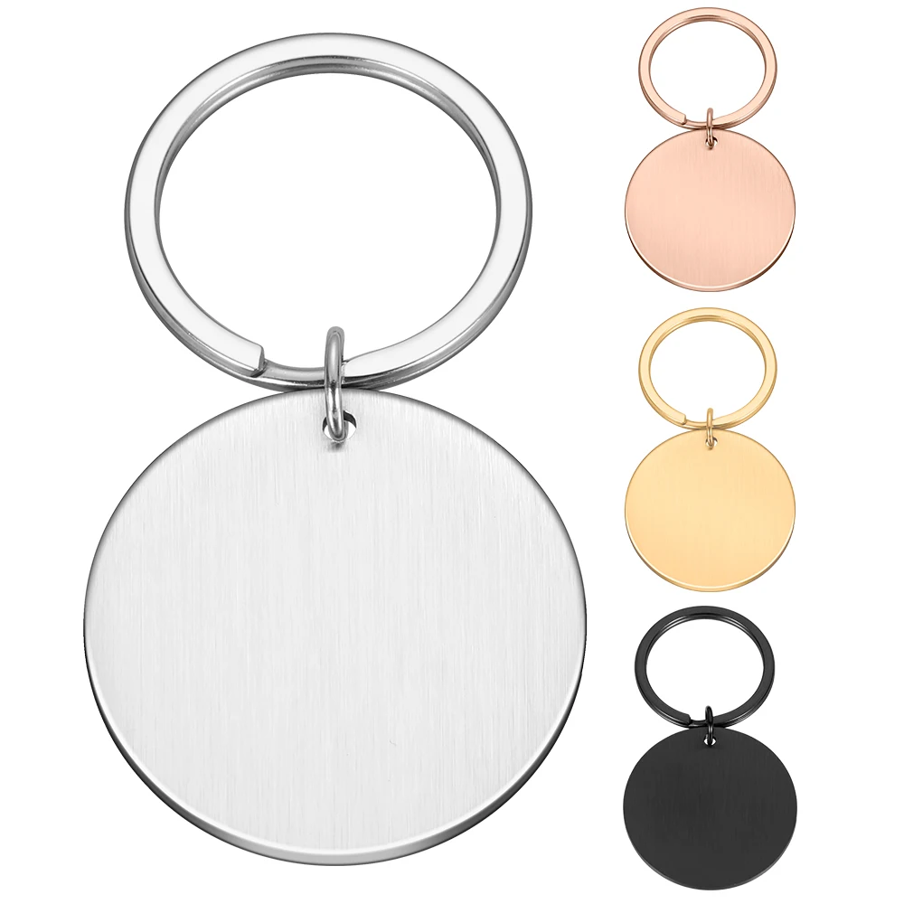 Stainless Steel Round Dog ID Tag Blank Pendants Necklaces Custom DIY Jewelry Making Keychain Dog Tag 10PCS