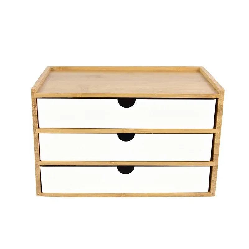 1/2/3 layer Wooden Desktop Drawer Storage Box Cabinet Organizer Supplies Jewelry Storage Box Gift Case Craft Bamboo Storage Box 5