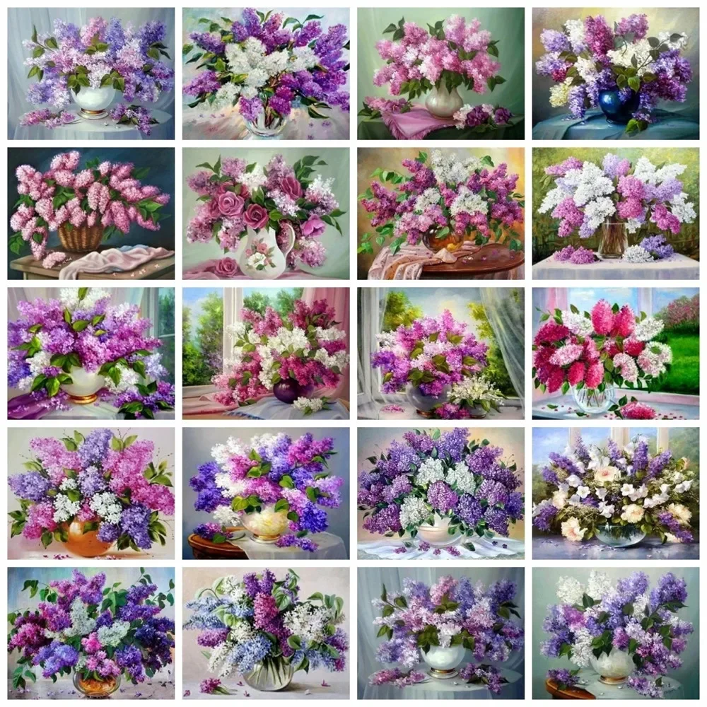 

571815 Flower Paint By Numbers On Canvas Purple Lilac Crafts Oil Painting On Canvas Handmade Home Decor Diy Gift Wall Decor