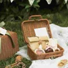 Basket Rattan Wicker Suitcase Picnic Woven Storage Vintage Box Handbag Hamper Camping Gift Bin Trunk Rustic Case Farmhouse Retro 3