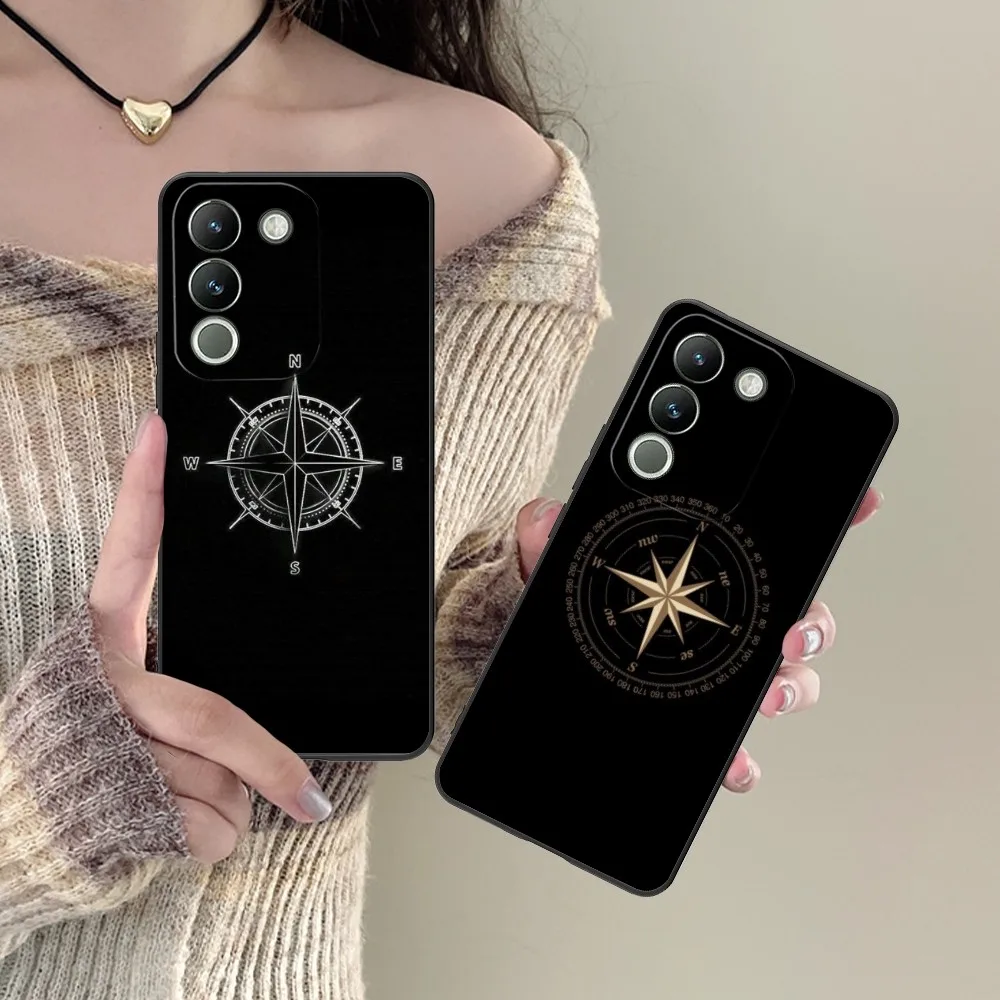 Compass Aesthetic Mobile Cell Phone Case For Vivo Y95 Y93 Y31 Y20 V19 V17 V15 Pro X60 Nex Black Soft Phone Cover Funda