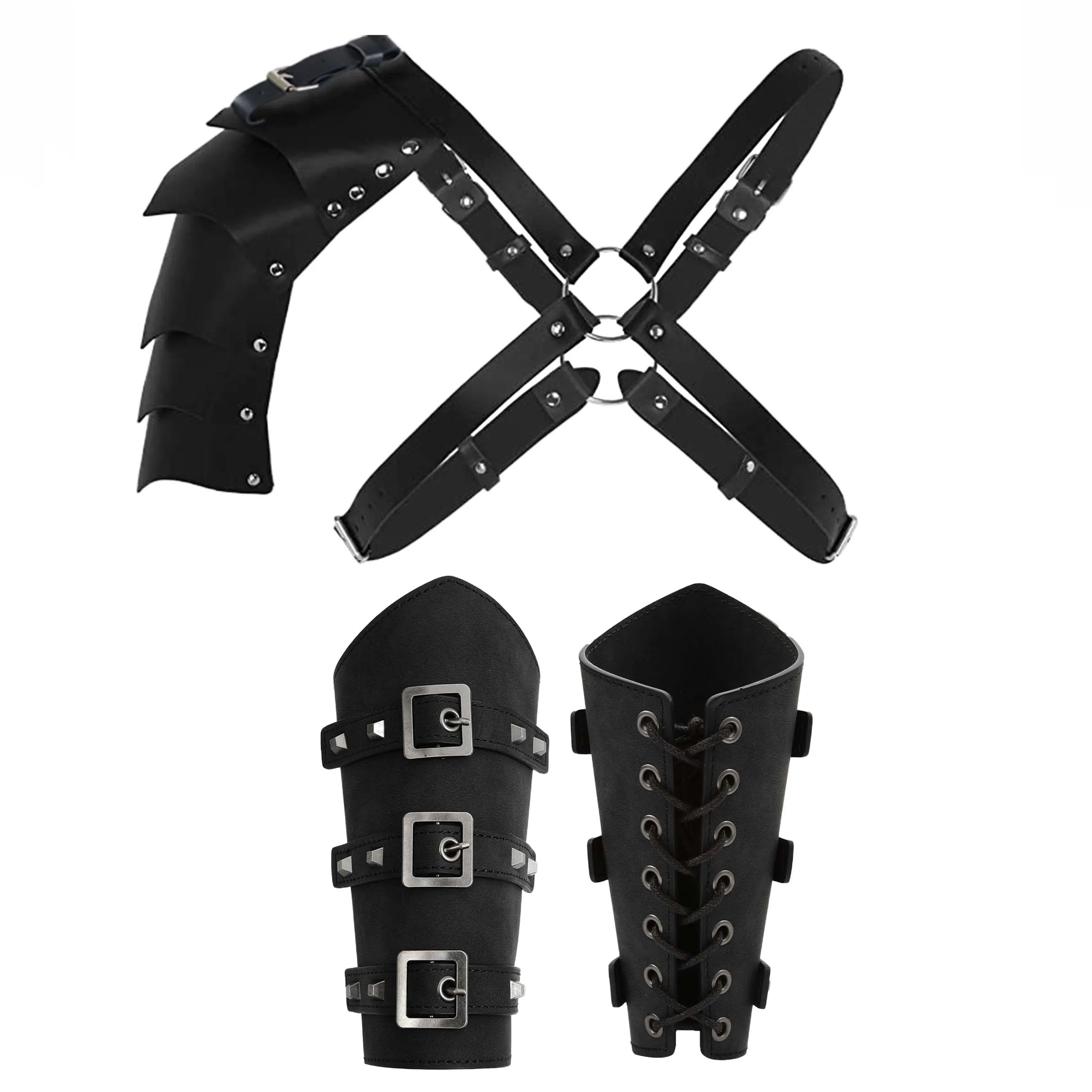 Medieval Retro Knight Shoulder Pads, Braço Guardas, Guerreiro Wrist Guards, Cosplay Acessórios, Terno, Estilo Viking