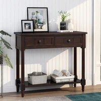 TREXM Daisy Series Console Table Traditional Design with Two Drawers and Bottom Shelf (Espresso) 1