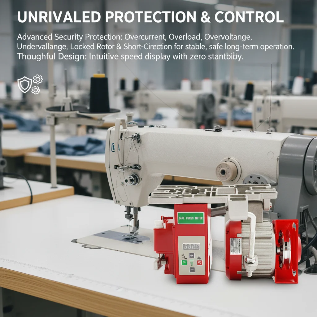 550 W industrieller bürstenloser Servomotor, Nähmaschinenmotor, energiesparend, AC 220 V, 3/5 PS, 200–6000 U/min, mit Riemenabdeckung, Geschwindigkeitsanzeige – Detail 6