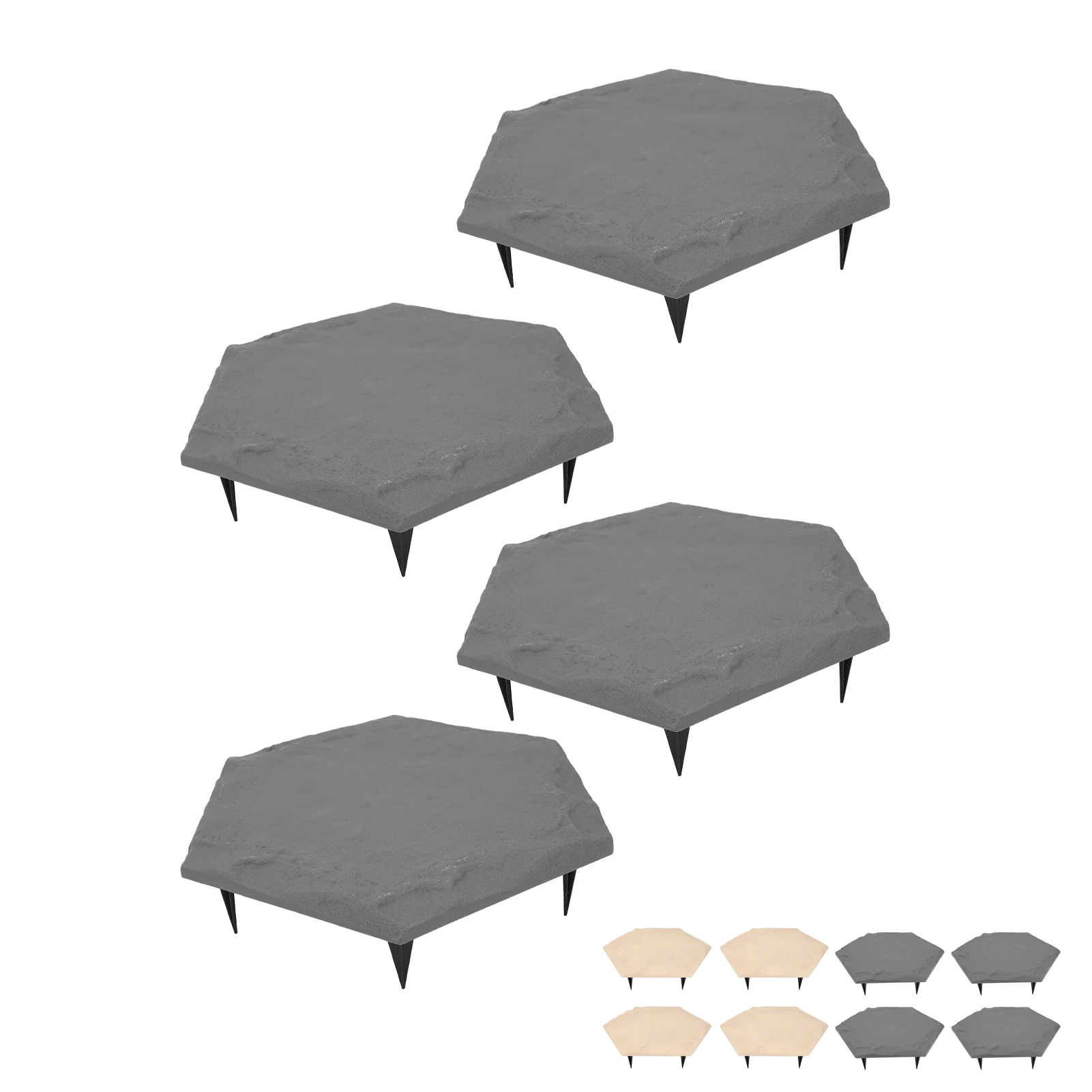 4pcs Stepping Stones Outdoor with 24pcs Ground Stakes Weather Resistant Decorative Stone for Garden Yard Lawn Pathway Walk Way