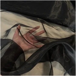 Elegant Purple Matte Organza Bridal Fabric - 150cm Wide Sheer Material for Gowns and Wedding Decor (Black)