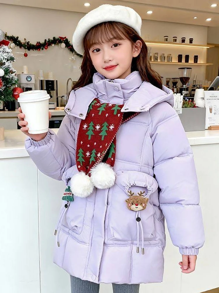 여아용 빨간색 두꺼운 면 재킷 크리스마스 패션 겨울옷 어린이 외투 새해 방문 무브랜드