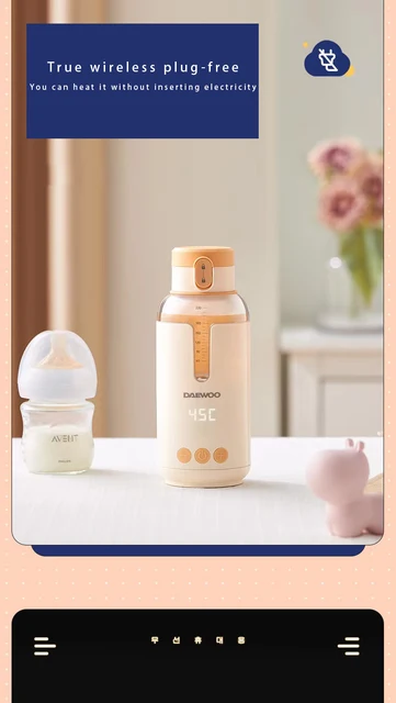 Wireless Milk Conditioner Portable Heater USB Rechargable Water Kettle LED  Display Thermos Cup Portable Heating Cup Milk Warmer - AliExpress
