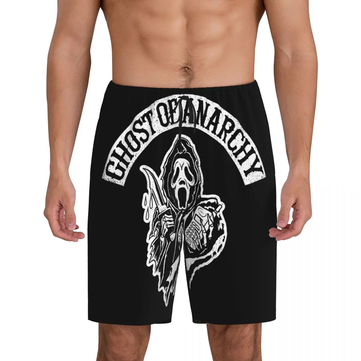 

Custom Ghost Of Anarchy Pajama Bottoms Men Horror Tv Movie Lounge Sleep Shorts Drawstring Sleepwear Pjs with Pockets