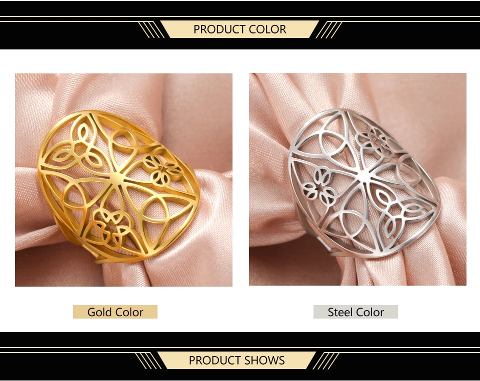 Dawapara Triquetra Trinity Knot Verstellbarer Ring Endless Infinite Knot Geometrischer Ausschnitt Celtics Ring Edelstahl Ehering – Detail 3
